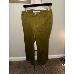 Proenza Schouler White Label Olive Green Wide Leg Crop Pants Size 8